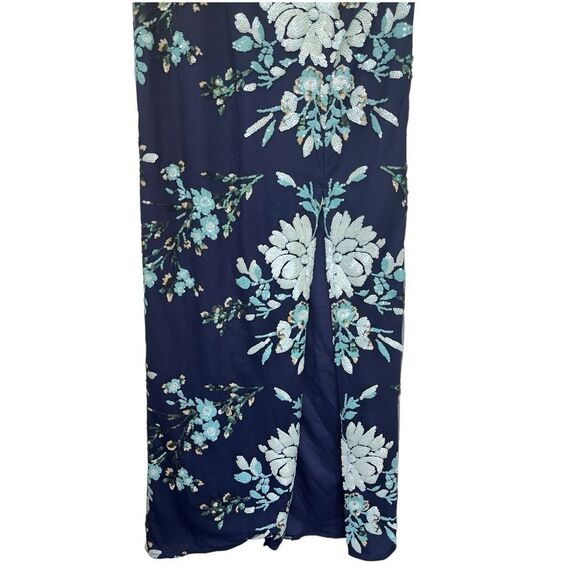 NWOT JS COLLECTIONS | HALLY COLUMN GOWN NAVY PISTACHIO 2 - Picture 10 of 14